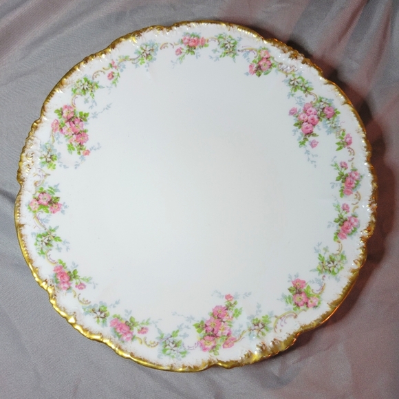 VTG Limoges Porcelain Floral Gold Trim Plate